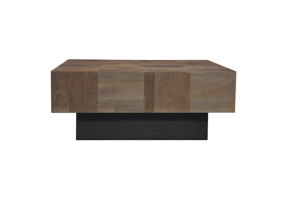 Homeroots 40" Dark Brown And Black Solid Wood Square Coffee Table   523617