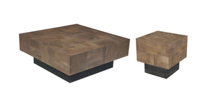 Homeroots 40" Dark Brown And Black Solid Wood Square Coffee Table   523617