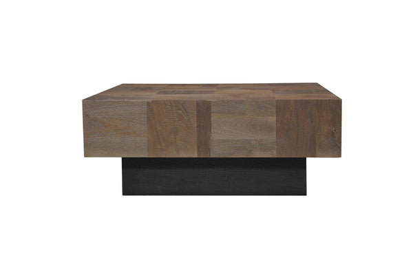 Homeroots 40" Dark Brown And Black Solid Wood Square Coffee Table   523617