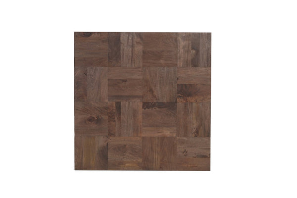 HomeRoots 40" Solid Wood Square Block Coffee Table – Rustic Two-Tone Design, Handcrafted Mango Wood, Unique Style 523617