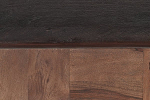 HomeRoots 40" Solid Wood Square Block Coffee Table – Rustic Two-Tone Design, Handcrafted Mango Wood, Unique Style 523617