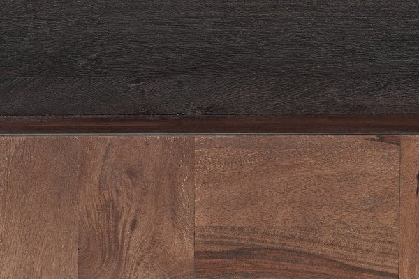 HomeRoots 40" Solid Wood Square Block Coffee Table – Rustic Two-Tone Design, Handcrafted Mango Wood, Unique Style 523617