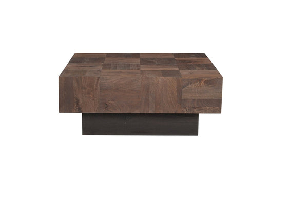 HomeRoots 40" Solid Wood Square Block Coffee Table – Rustic Two-Tone Design, Handcrafted Mango Wood, Unique Style 523617