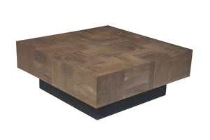 Homeroots 40" Dark Brown And Black Solid Wood Square Coffee Table   523617