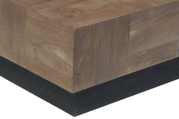 Homeroots 40" Dark Brown And Black Solid Wood Square Coffee Table   523617