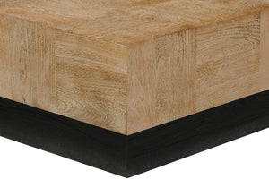 Homeroots 40" Brown And Black Solid Wood Square Coffee Table   523618