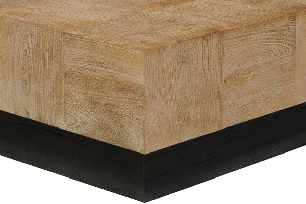 Homeroots 40" Brown And Black Solid Wood Square Coffee Table   523618