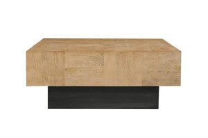 Homeroots 40" Brown And Black Solid Wood Square Coffee Table   523618