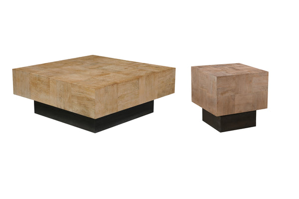 Homeroots 40" Brown And Black Solid Wood Square Coffee Table   523618