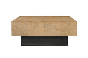 Homeroots 40" Brown And Black Solid Wood Square Coffee Table   523618