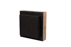 HomeRoots 40" Solid Wood Square Block Coffee Table - Modern Two-Tone Design in Brown & Black for Any Room 523618