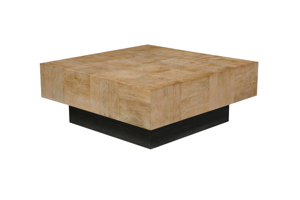 Homeroots 40" Brown And Black Solid Wood Square Coffee Table   523618