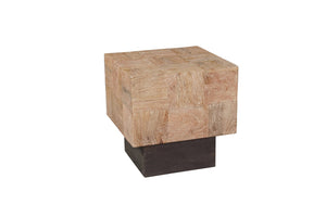 HomeRoots 22" Stylish Two-Tone Solid Wood End Table - Rustic Brown Mango Top with Modern Black Base Design 523619