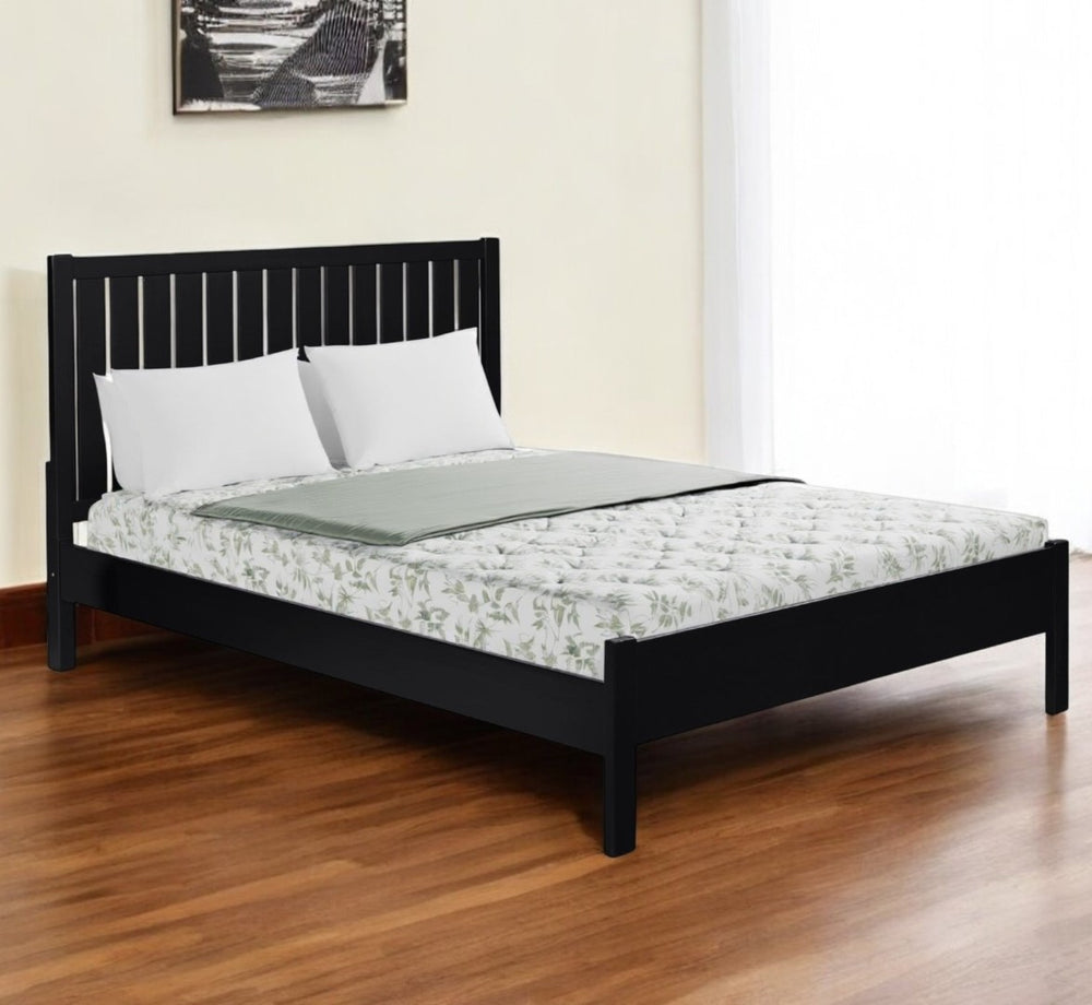 HomeRoots Black Solid Wood Bed Frame - Modern Minimalist Design with Sturdy Support, Under-Bed Storage & Durability Black Queen 523620