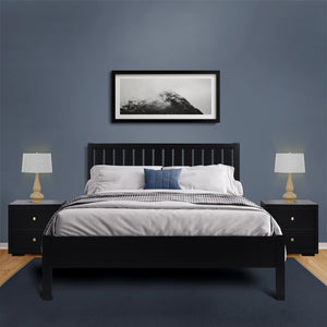 HomeRoots Black Solid Wood Bed Frame - Modern Minimalist Design with Sturdy Support, Under-Bed Storage & Durability Black Queen 523620