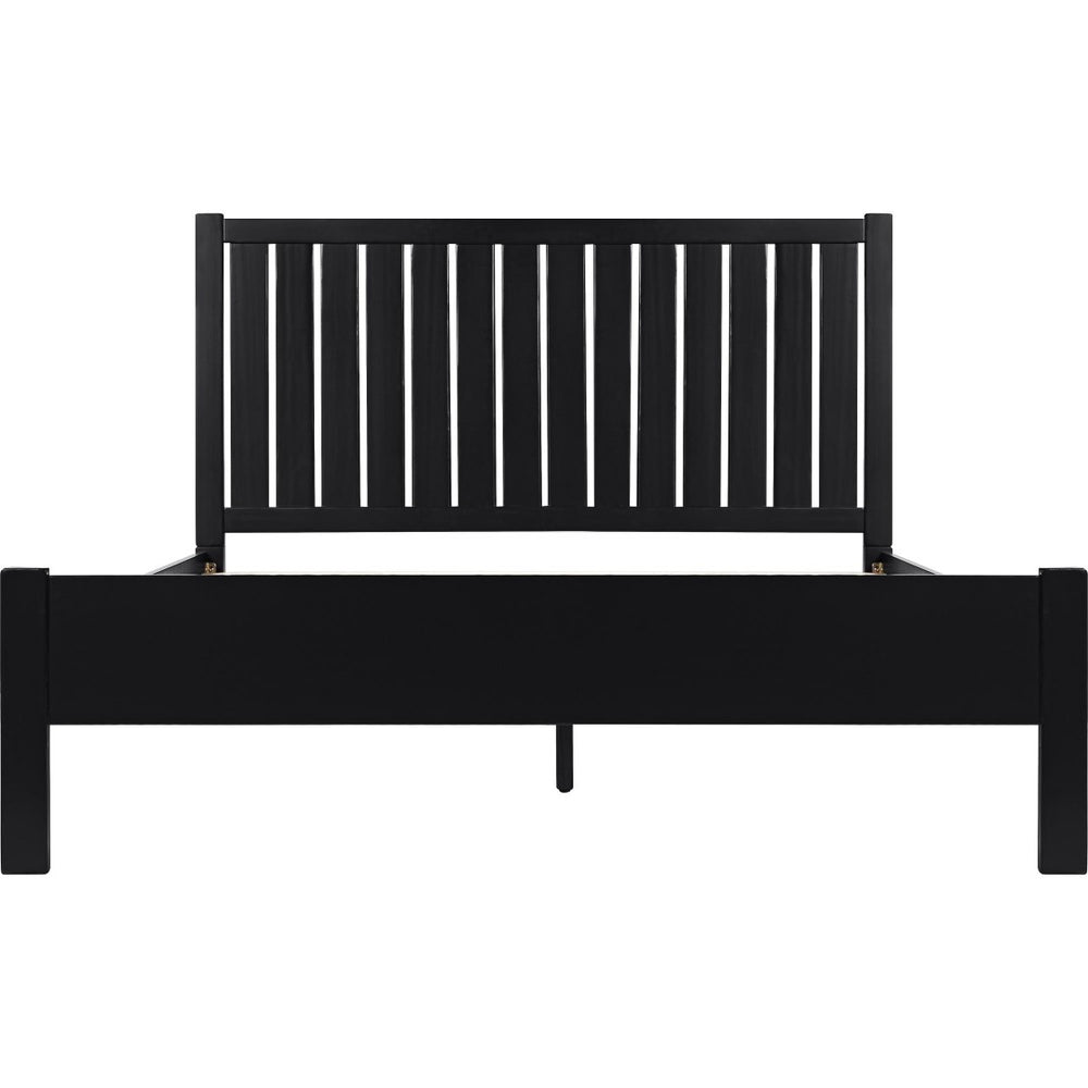 HomeRoots Black Solid Wood Bed Frame - Modern Minimalist Design with Sturdy Support, Under-Bed Storage & Durability Black Queen 523620