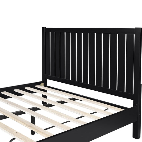 HomeRoots Black Solid Wood Bed Frame - Modern Minimalist Design with Sturdy Support, Under-Bed Storage & Durability Black Queen 523620