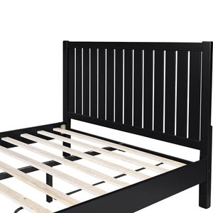 HomeRoots Black Solid Wood Bed Frame - Modern Minimalist Design with Sturdy Support, Under-Bed Storage & Durability Black KING 523621