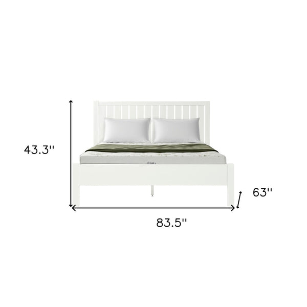 HomeRoots Black Solid Wood Bed Frame - Modern Minimalist Design with Sturdy Support, Under-Bed Storage & Durability White Queen 523622