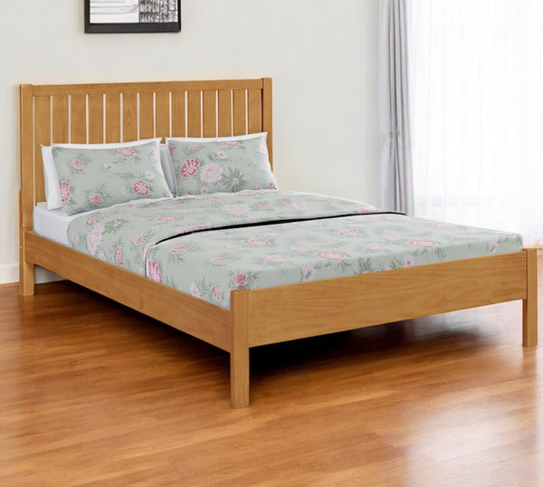 HomeRoots Black Solid Wood Bed Frame - Modern Minimalist Design with Sturdy Support, Under-Bed Storage & Durability Oak Queen 523626