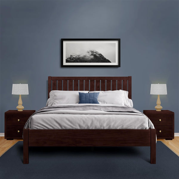 HomeRoots Black Solid Wood Bed Frame - Modern Minimalist Design with Sturdy Support, Under-Bed Storage & Durability Espresso Queen 523630