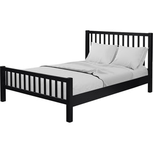 HomeRoots Black Solid Wood Queen Bed Frame with Slat-Back Headboard - Modern, Durable, and Supportive Design 523632