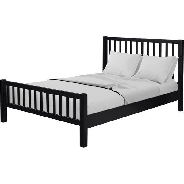 HomeRoots Black Solid Wood Queen Bed Frame with Slat-Back Headboard - Modern, Durable, and Supportive Design 523632