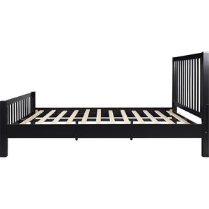 HomeRoots Black Solid Wood Queen Bed Frame with Slat-Back Headboard - Modern, Durable, and Supportive Design 523632