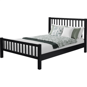 Homeroots Black Slat Back Solid Wood King Bed Frame - Modern Design For Stylish Bedrooms And Restful Sleep Black Wood 523633