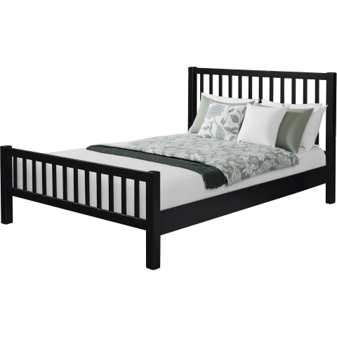 Homeroots Black Slat Back Solid Wood King Bed Frame - Modern Design For Stylish Bedrooms And Restful Sleep Black Wood 523633