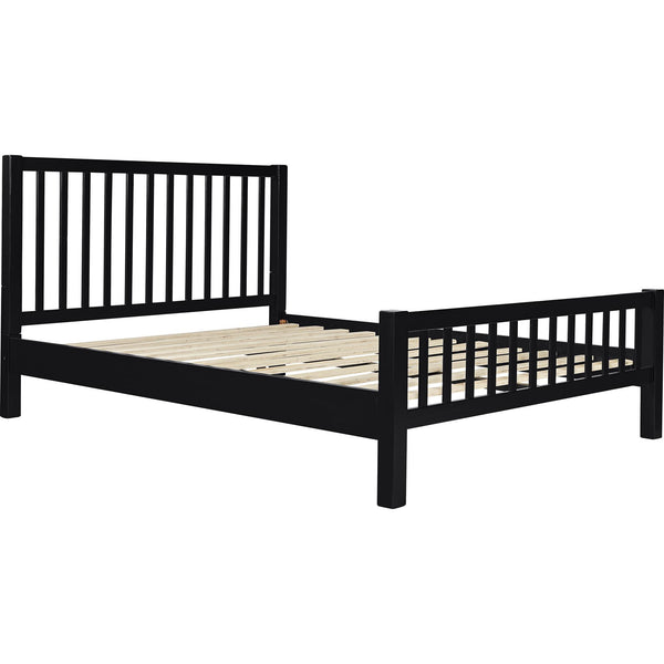 Homeroots Black Slat Back Solid Wood King Bed Frame - Modern Design For Stylish Bedrooms And Restful Sleep Black Wood 523633