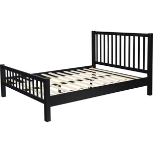 Homeroots Black Slat Back Solid Wood King Bed Frame - Modern Design For Stylish Bedrooms And Restful Sleep Black Wood 523633