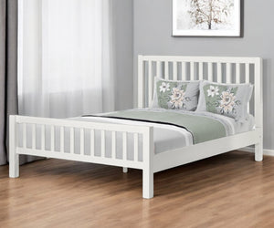 Homeroots Black Slat Back Solid Wood King Bed Frame - Modern Design For Stylish Bedrooms And Restful Sleep White Wood 523634