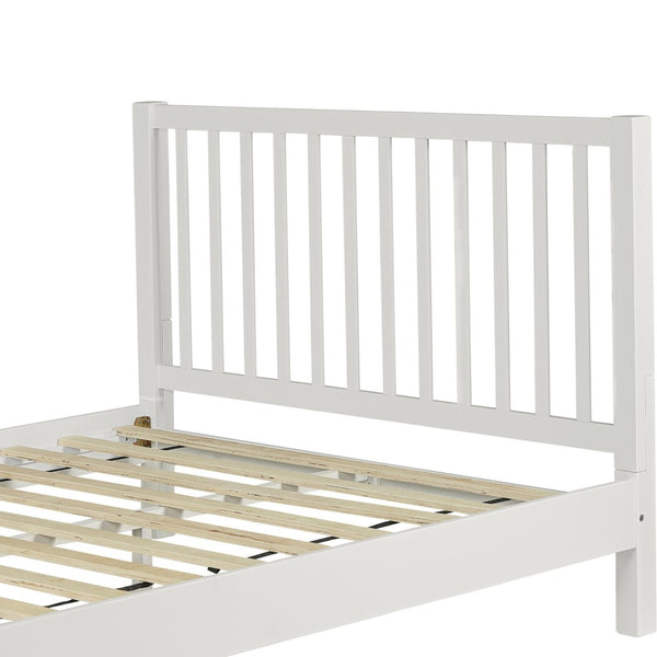 Homeroots Black Slat Back Solid Wood King Bed Frame - Modern Design For Stylish Bedrooms And Restful Sleep White Wood 523634