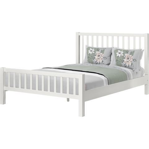 Homeroots Black Slat Back Solid Wood King Bed Frame - Modern Design For Stylish Bedrooms And Restful Sleep White Wood 523635