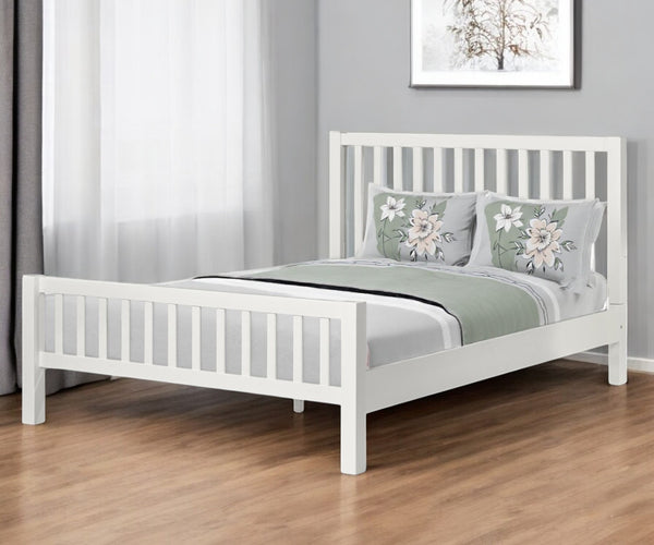 Homeroots Black Slat Back Solid Wood King Bed Frame - Modern Design For Stylish Bedrooms And Restful Sleep White Wood 523635