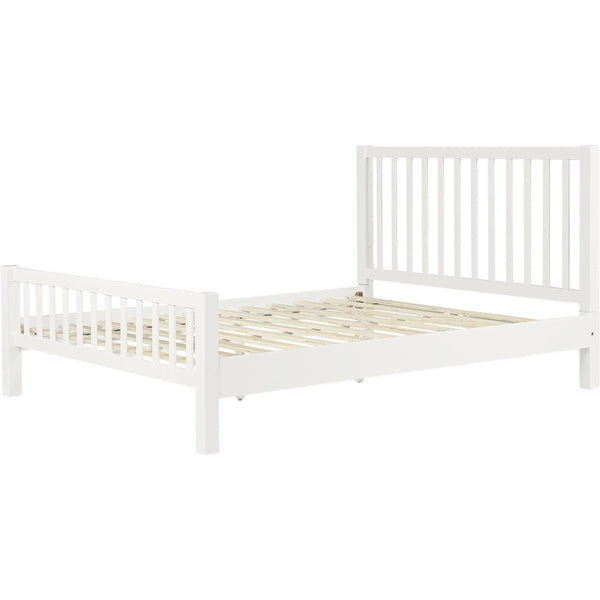 Homeroots Black Slat Back Solid Wood King Bed Frame - Modern Design For Stylish Bedrooms And Restful Sleep White Wood 523635