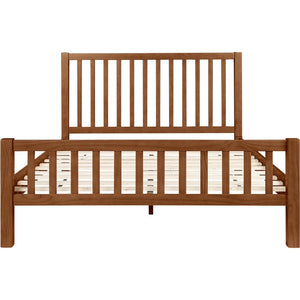 HomeRoots Brown Slat Back Solid Wood Queen Bed Frame - Durable Pine Construction, Stylish Design, and Comfort 523636