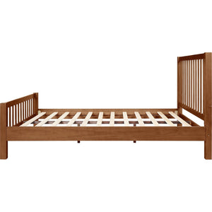 HomeRoots Brown Slat Back Solid Wood Queen Bed Frame - Durable Pine Construction, Stylish Design, and Comfort 523636