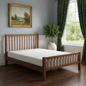 HomeRoots Brown Slat Back Solid Pine Wood King Bed Frame - Rustic Charm, Durable Craftsmanship & Supportive Design 523637