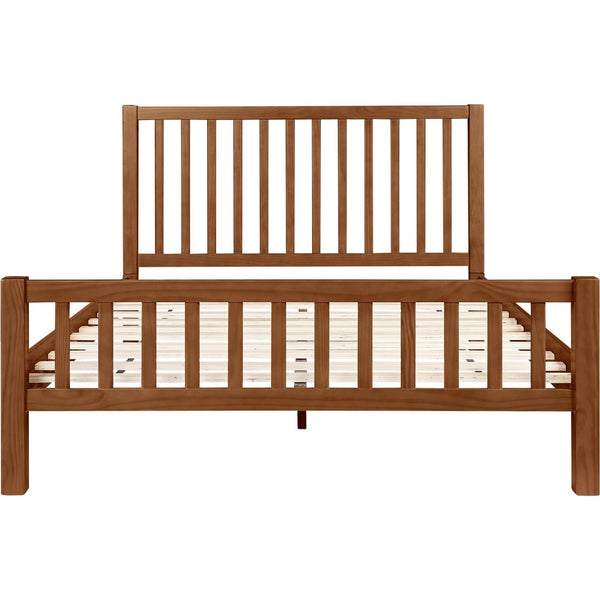 HomeRoots Brown Slat Back Solid Pine Wood King Bed Frame - Rustic Charm, Durable Craftsmanship & Supportive Design 523637