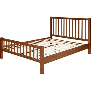 HomeRoots Brown Slat Back Solid Pine Wood King Bed Frame - Rustic Charm, Durable Craftsmanship & Supportive Design 523637