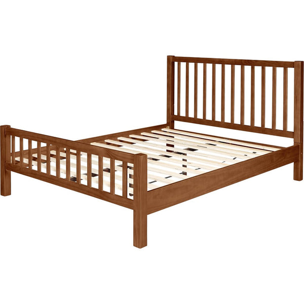 HomeRoots Brown Slat Back Solid Pine Wood King Bed Frame - Rustic Charm, Durable Craftsmanship & Supportive Design 523637