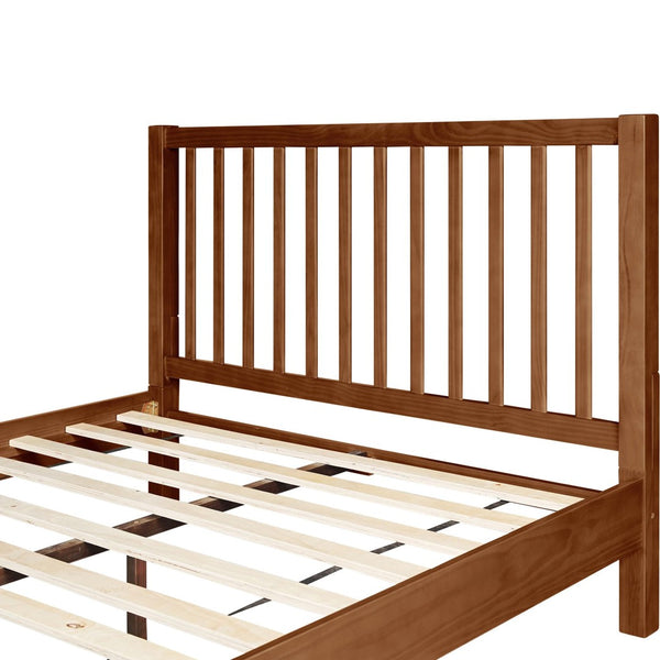 HomeRoots Brown Slat Back Solid Pine Wood King Bed Frame - Rustic Charm, Durable Craftsmanship & Supportive Design 523637