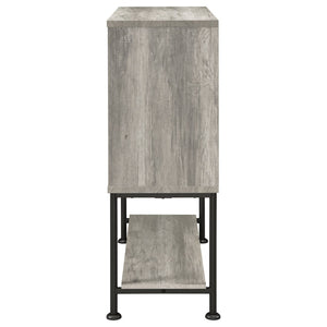 English Elm Hovander Farmhouse Bar Cabinet with Sliding Barn Doors Wine Storage and Gunmetal Legs B062P441038