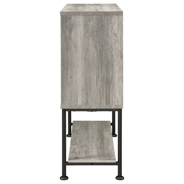 English Elm Hovander Farmhouse Bar Cabinet with Sliding Barn Doors Wine Storage and Gunmetal Legs B062P441038