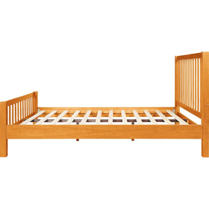 Homeroots Black Slat Back Solid Wood King Bed Frame - Modern Design For Stylish Bedrooms And Restful Sleep Cherry Wood 523640