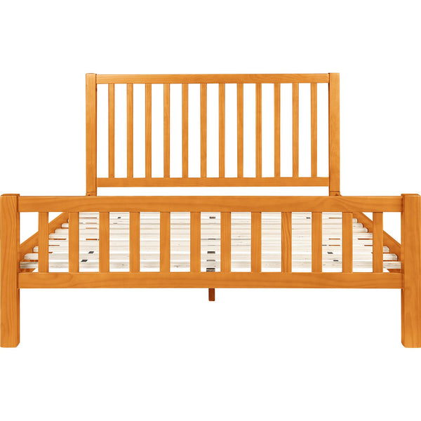 Homeroots Black Slat Back Solid Wood King Bed Frame - Modern Design For Stylish Bedrooms And Restful Sleep Cherry Wood 523641