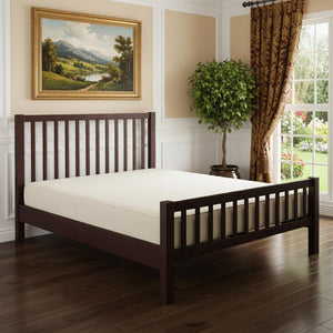HomeRoots Brown Slat Back Solid Wood Queen Bed Frame - Durable Pine, Cozy Design, Perfect for Any Bedroom Style 523642