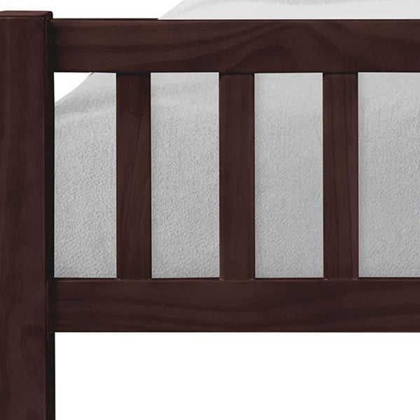 HomeRoots Brown Slat Back Solid Wood King Bed Frame – Durable Pine Design for Minimalist & Rustic Interiors 523643